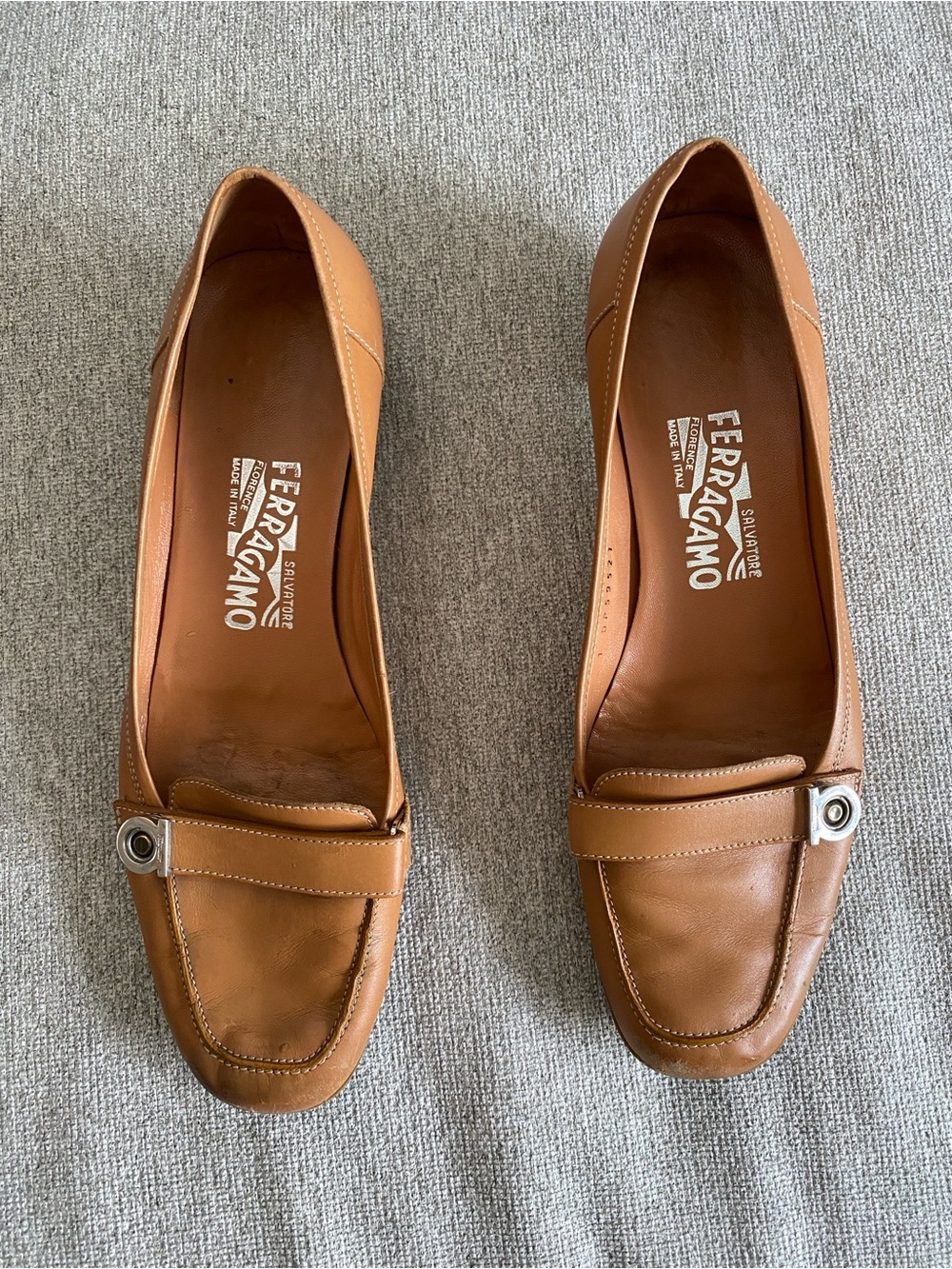 Salvatore Ferragamo Cognac Leather Penny Loafers